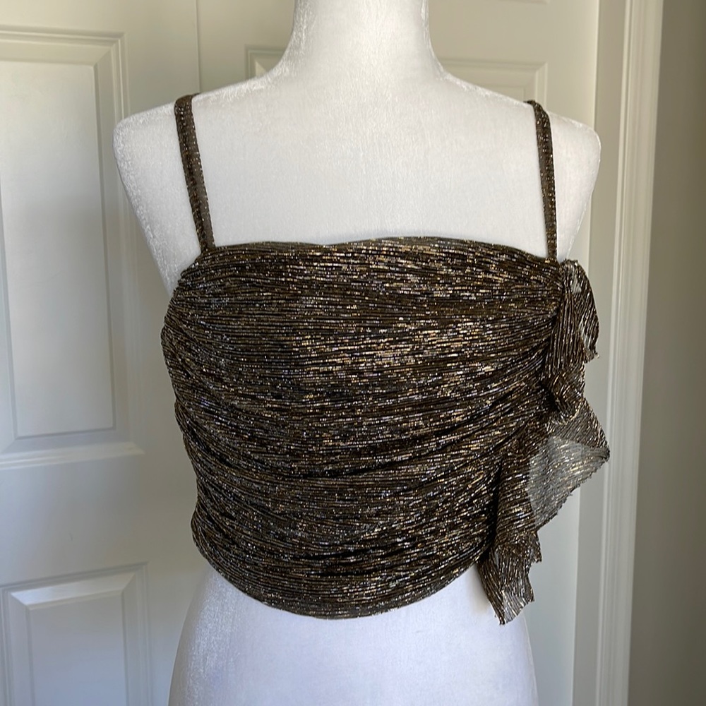Zara Gold Thread Ruffled Top - Picture 5 of 12